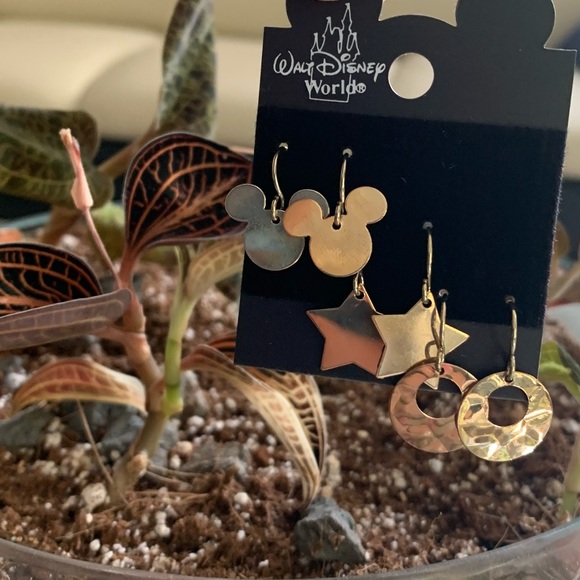 Mickey face, Stars, and hammered style round Earrings - 3 for One Price - Picture 3 of 3